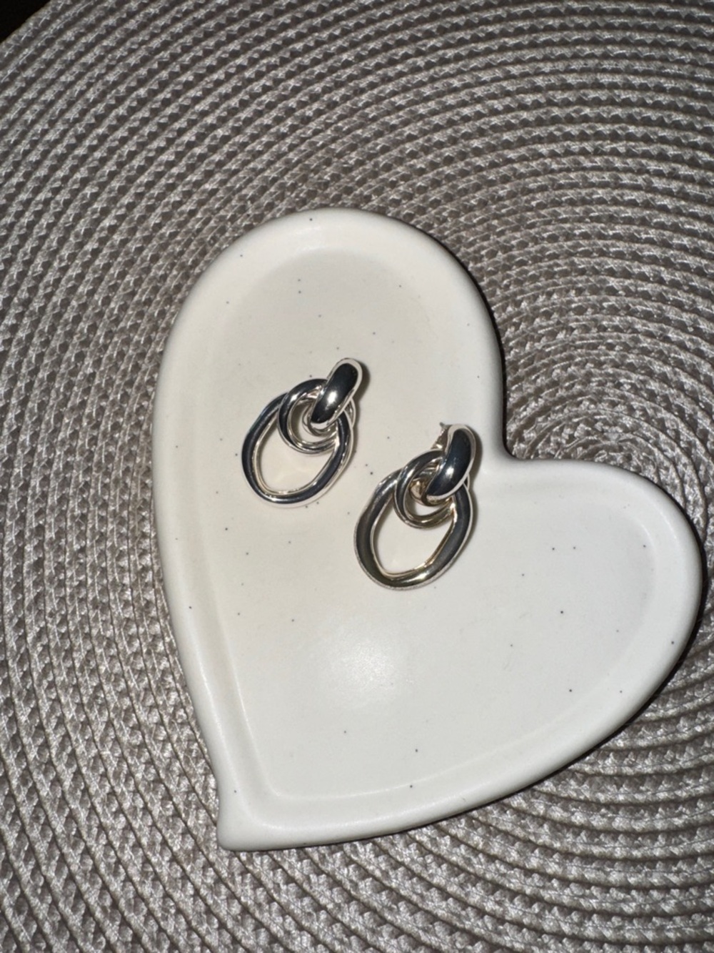 Silver Interlocking Hoop Drop Earrings - Women Jewelry